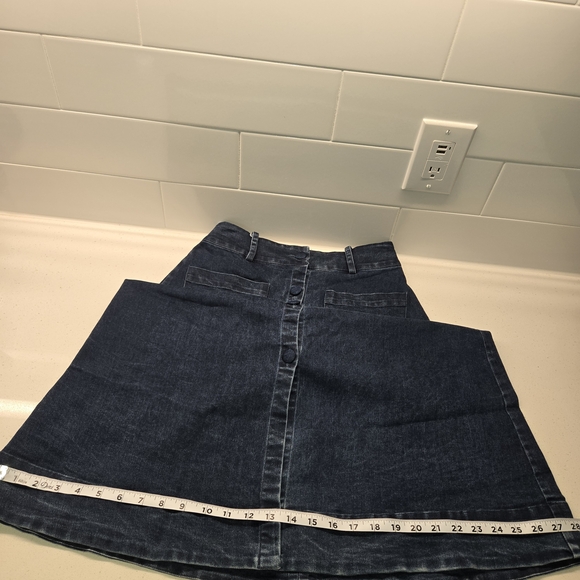 Free People Denim Womens Blue Midi Making Me Crazy Button Fridge Retro Skirt - Picture 8 of 11
